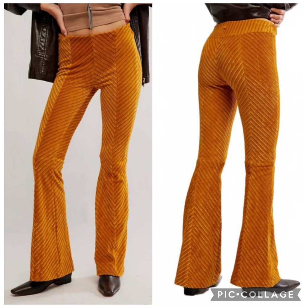 Free People Penny Pull-On Velvet Flared Pants Size Small